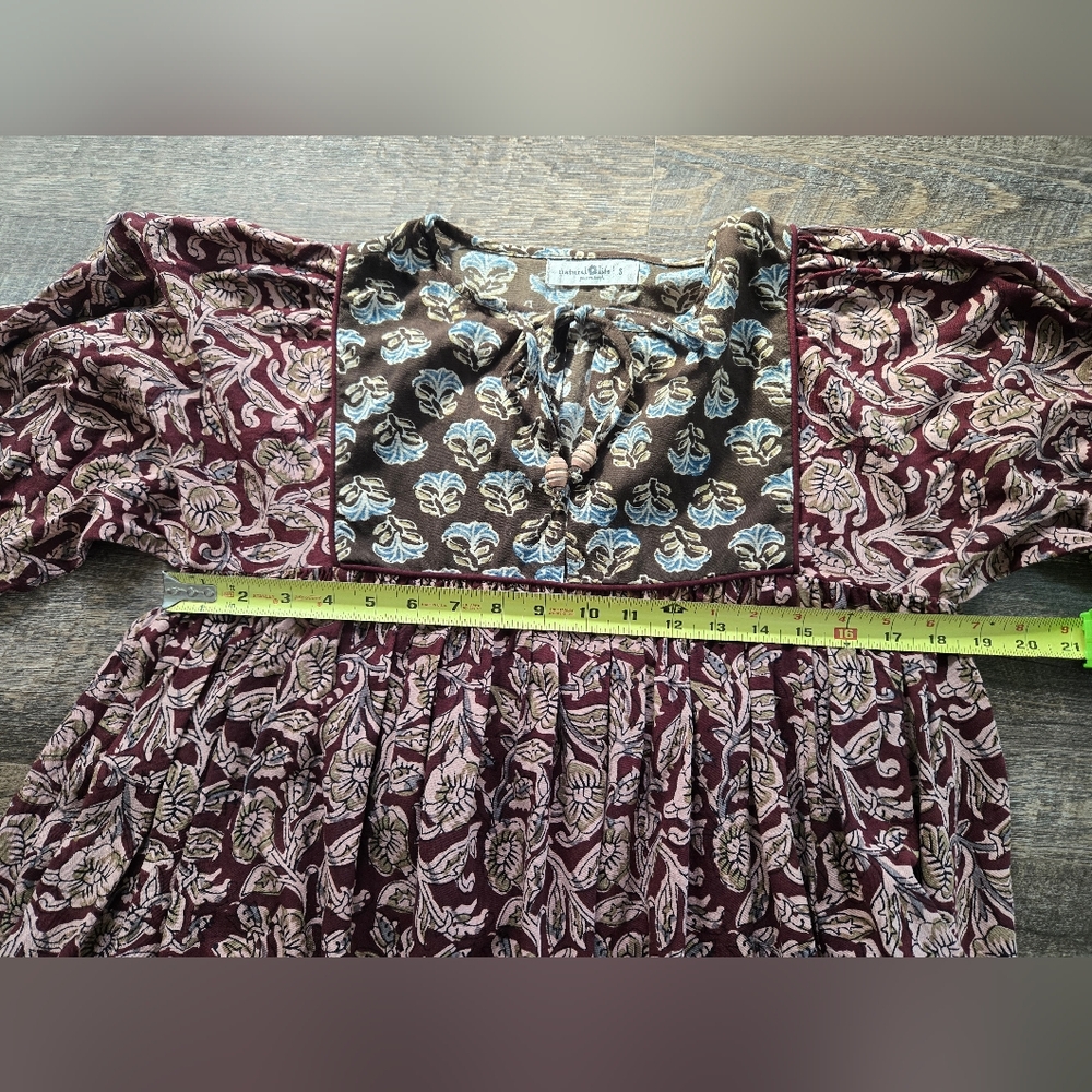 NATURAL LIFE Stella Mini Dress Maroon Floral Vines Purple Wine Sz Small - Picture 11 of 14